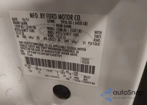 2011 Ford F-150 Stx z USA, uszkodzony, nr VIN 1FTMF1CM7BFD05791